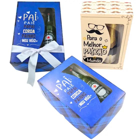 10 Caixas Longneck para 6 ou 12 doces - Berço Regulável - Especial Dia dos Pais