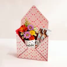 Caixa Envelope Para Kit de café da manhã e Presentes tipo Carta Envelope. Lembrancinha Floricultura