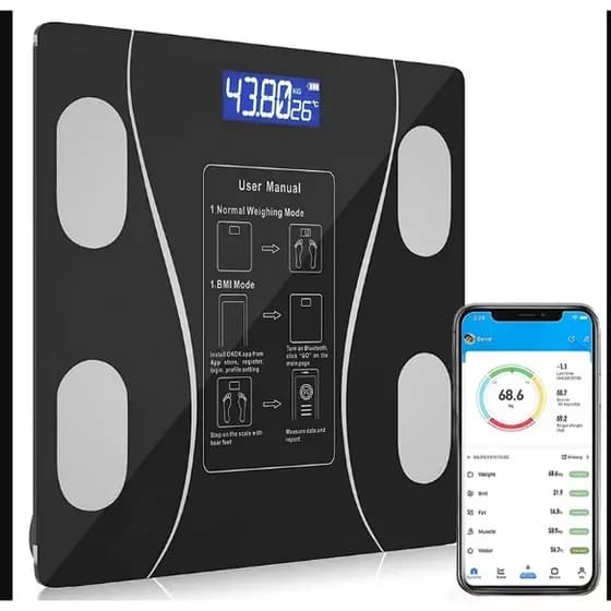 Balança Inteligente Bioimpedância Bluetooth Até 180kg Medição Corporal Completa App
