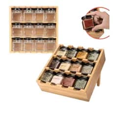 Porta Tempero Condimento 12 Potes 60 ml de Vidro com Suporte