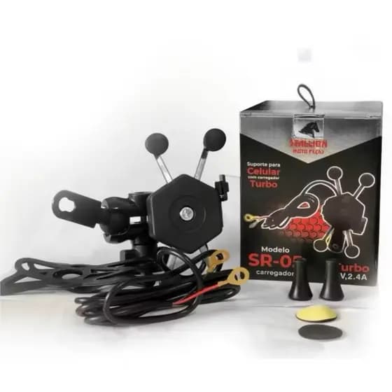 Suporte Universal C/ Carregador turbo P/ Moto Celular Usb stallion aprovado anatel