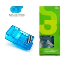 Conector RJ45 Gts Network Pacote 20 Unidades Cat5e para Cabo de Rede RJ-45 e Internet Azul Caixa