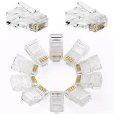 Conector RJ45 Pacote 25 Unidades Cat5e Plug para Cabo de Rede RJ-45 e Internet