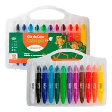 Maleta Giz De Cera Color Gel Retrátil Aquarelável 12 Cores