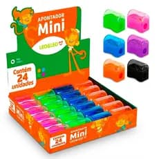 Kit com 24 Unidades Apontador com Depósito Mini Leo & Leo