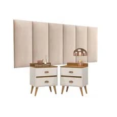 Conjunto Cabeceira Para Cama Box Casal + 2 Mesas de Cabeceira Madero
