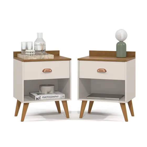 Kit 2 Mesa De Cabeceira Estilo Retrô Quarto 1 Gaveta Grécia Luxo