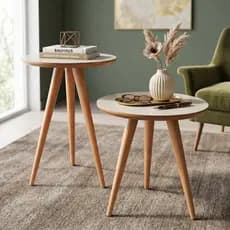 Conjunto de Mesas para Sala Classic Sofá Redonda com Pés Palito Decoração