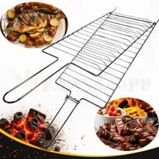 Grelha Dupla Abaulada 70 x 26,5 para Assar Peixe, frango churrasco