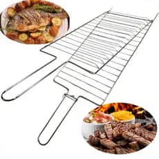 Grelha Dupla de Churrasco Churrasqueira Aço Cromado 70x26,5cm - Resistente e Prática
