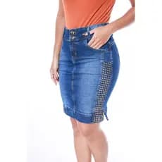 Saia Jeans Midi Moda Evangélica De Alto Padrão E Beleza Em Vários Modelos E Tons De Jeans REF: 23