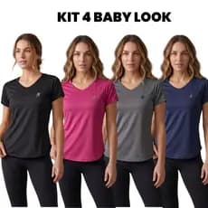 Kit 4 Camisa Academia Leve Respirável Baby look Dry Fit Moda Feminina Fitness Anti Suor Musculação