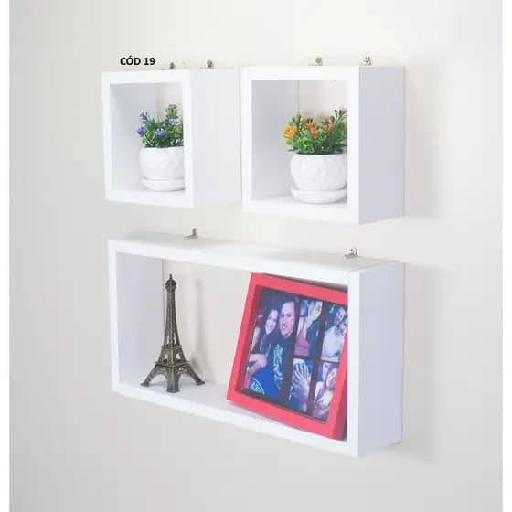 Kit 3 Nichos Branco Tx Prateleira Sala Quarto Banheiro Mdf