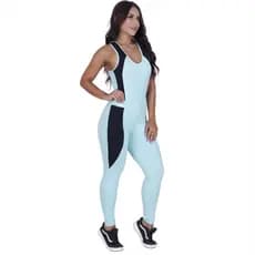 Macacão Fitness Feminino Bojo Removível Empina Bumbum Detalhe Costas Suplex Poliamida