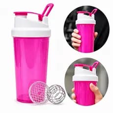 Coqueteleira 600ml Shakeira Academia - Rosa/Glitter Com Mola