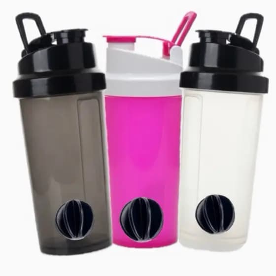 Kit com 3xCoqueteleira 600ml C/Alça Shakeira Academia -Cores Sortidas
