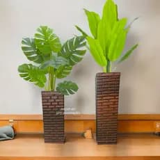Vaso Decorativo Alto de Madeira Ideal para Jardim, Sala e Varanda
