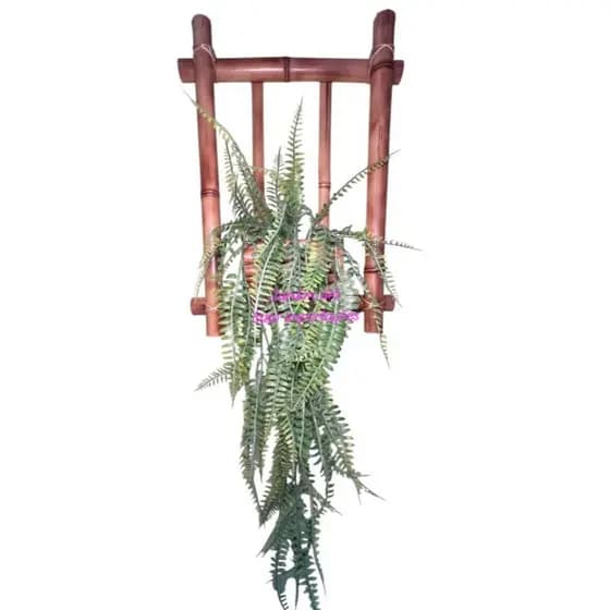 “Par Decorativo arranjo de Samambaia Pendente em Suporte de Bambu”