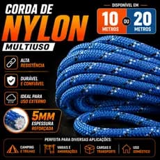 ENVIO RAPIDO Corda varal 20 metros super resistente para amarração em geral para teto parede em nylon