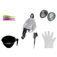 Kit Tintura Tigela Pincel Com Pente Luvas E Capa Plástica