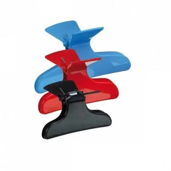 Piranha plástica para cabelos pacote com 6 unidades, todas no mesmo modelo, em 3 tamanhos diferentes (2 pequenas, 2 médias e 2 grandes)