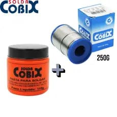 Kit Solda Estanho 250g Com Fluxo + Pasta Para Soldar 110g - Cobix