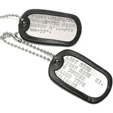 Kit Dog Tag - 2 Plaquetas Inox + 2 Correntes Inox + 2 silenciadores + Gravação