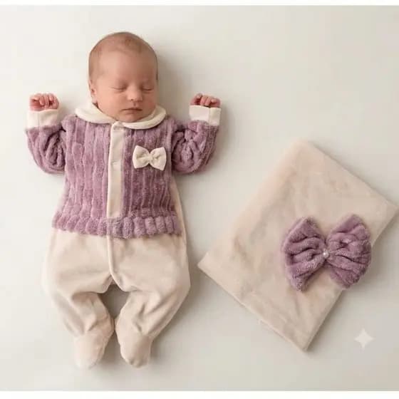 Saida de Maternidade Menina Bebê Quentinha Inverno Sintonia Alice Rosê Plush