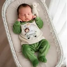 Macacão Longo Para Bebê Menino Sublimado Inverno Quentinho Plush Safari/Fazendinha