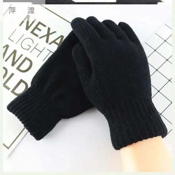 Luvas de Frio Esquenta Inverno Luvas Pretas de lã Quentinha Unissex
