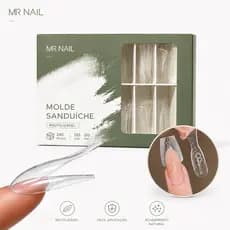 molde f1 240 peças sanduíche unha mr nail quadrado almond gel acrigel