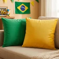 Capa de Almofada Copa Do mundo BRASIL em Veludo Premium 45x45cm C/ Zíper Invisível Decorativa