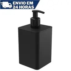 Porta Sabonete Líquido De Plástico Quadrado Smile 350ML Preto ou Branco Dispenser Detergente