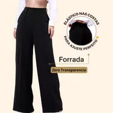 Calça Feminina Social Alfaitaria Pantalona Wide Leg Duna Perna Larga Calca Calcas