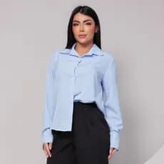 Blusa Feminina Camisa Social Listrada e Lisa