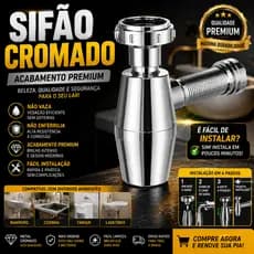 Sifão Copoflex Cromado Premium Para Pia Banheiro Cozinha Tanque Não Vaza Alta Durabilidade