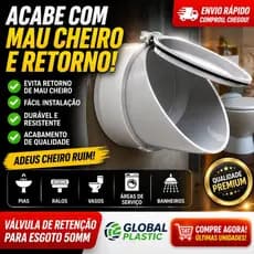 Válvula de Retenção 50mm Global Plastic Anti Mau Cheiro | Anti Retorno Esgoto | Fácil Instalação | Pronta Entrega