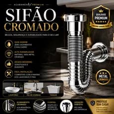 Sifão Cromado Ajustável Universal Acabamento Premium Fácil Instalação Antivazamento