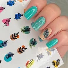 Cartelão de Adesivos de Unha Com 30 Unidades Folhas Galhos Novidade Tie Dye
