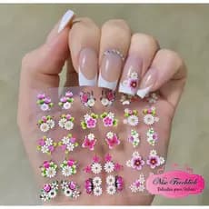 Mini Cartelão Adesivos de Unhas Margaridas e Flores cartela ideal manicure