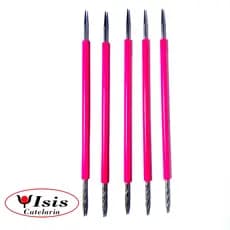 5 Palitos Bastão Isis Cutelaria Manicure Pedicure Inox Original Rosa Ref.002