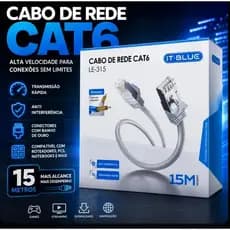 Cabo De Rede Cat6 15m Rj45 It Blue Le315 Para Cftv Alta Velo