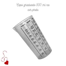 Copo Plástico Medidor Dosador (PRETO) Receitas Graduado 500 Ml Top