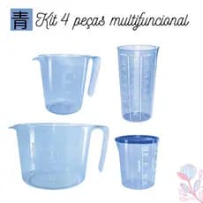 Medidores medida kit multifuncional na cor azul - jarra, jarrinha, copo medida e copo com tampa