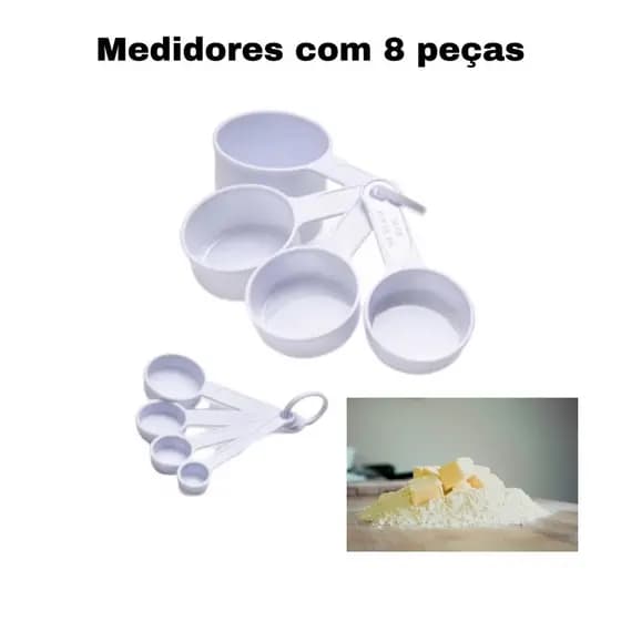 Xicaras e colheres medidas medidores 8 peças - Branco clin - Medidas exatas para suas receitas