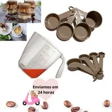 Kit Medidores 9 peças - Cappuccino - PROMOÇÃO DE LANÇAMENTO - Xícara, Colher E Copo Leve E Resistentes 9 Peças