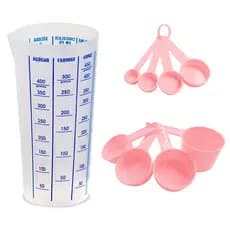 Medidores kit - ROSA  - Xícara, Colher E Copo Leve E Resistentes - Cozinha em casa, profissional e amadores - 9 peças