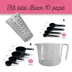 Kit 10 peças total Black - Conjunto de medidores completos e funcionais para a sua cozinha