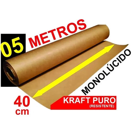 05 METROS PAPEL PARDO KRAFT PURO RESISTENTE C/ 40cm DE LARGURA, ENVIO IMEDIATO, DIRETO DO FABRICANTE