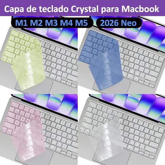 Capa de teclado Crystal para Macbook Neo A3404 2026 Air M5 M4 M3 M2 A3448 A3449 Pro 14 16 polegadas 2020 Air M1